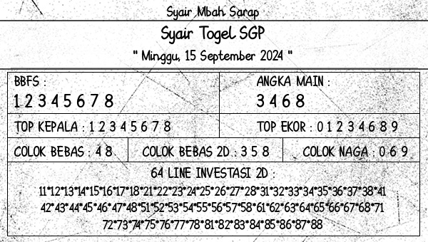 Syair Mbah Sarap - Syair Togel SGP