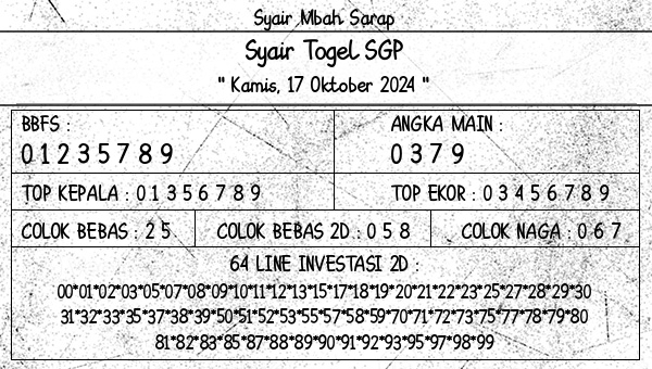 Syair Mbah Sarap - Syair Togel SGP