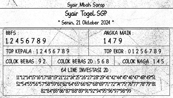 Syair Mbah Sarap - Syair Togel SGP