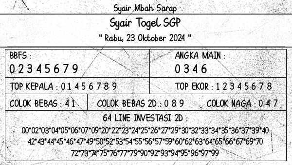 Syair Mbah Sarap - Syair Togel SGP